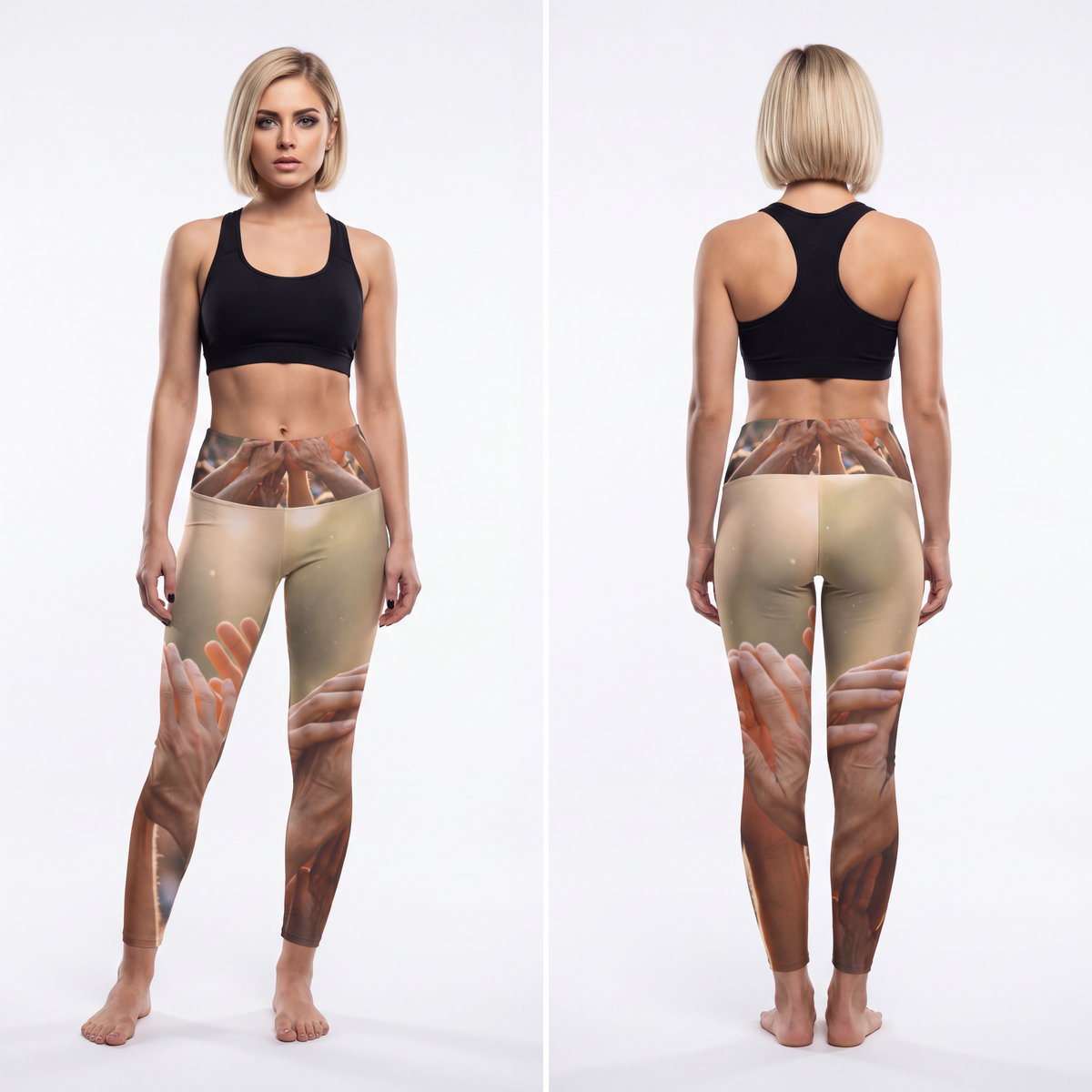 Women's Yoga Pants - Golden Rays of Unity Wall Art |...