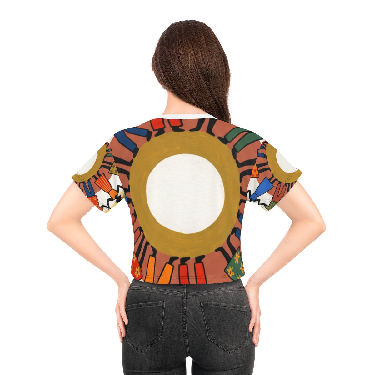 Crop Tee - Unity Mandala Folk Art | Echovira Gallery