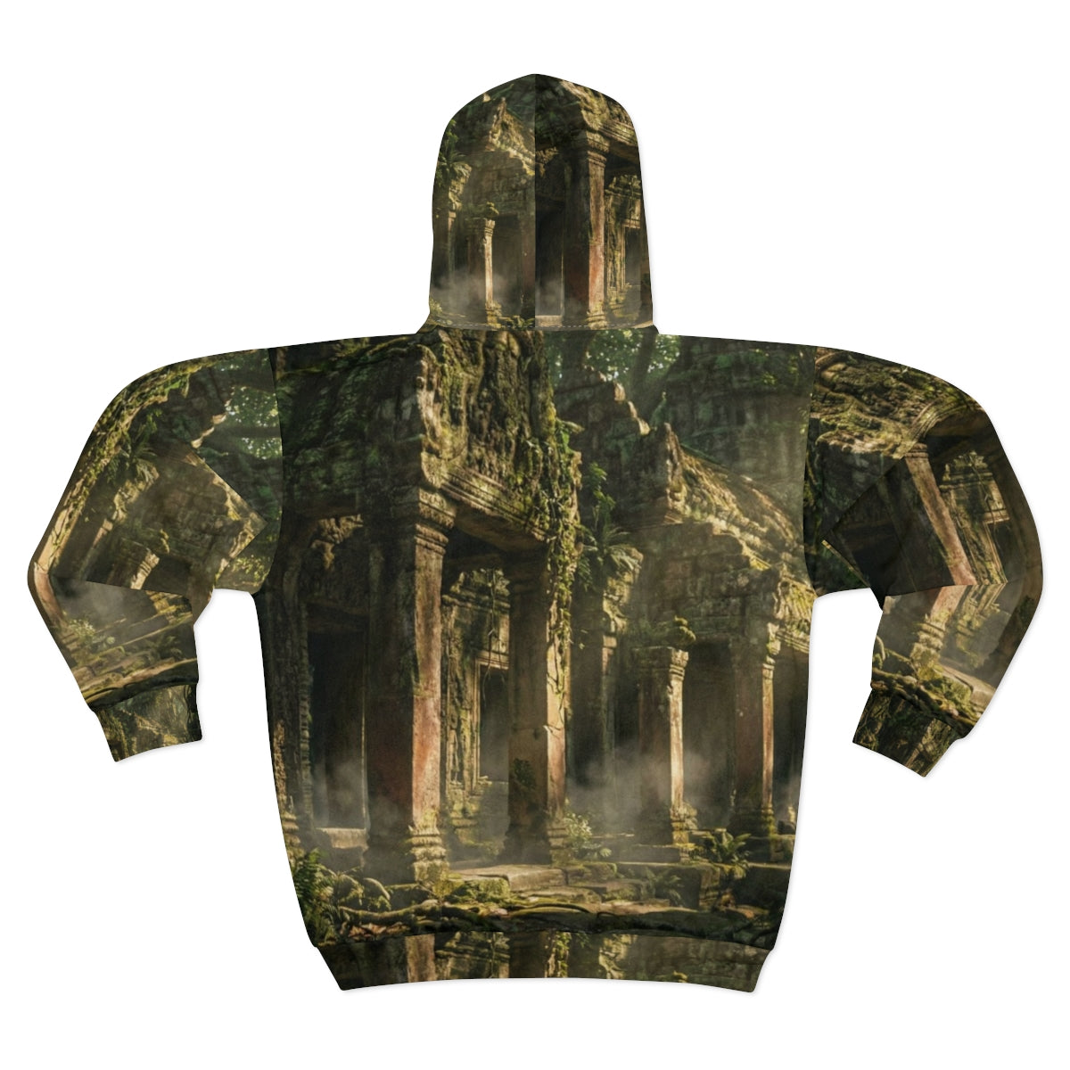 Unisex Zip Hoodie - Jungle Temple Portal | Echovira Gallery