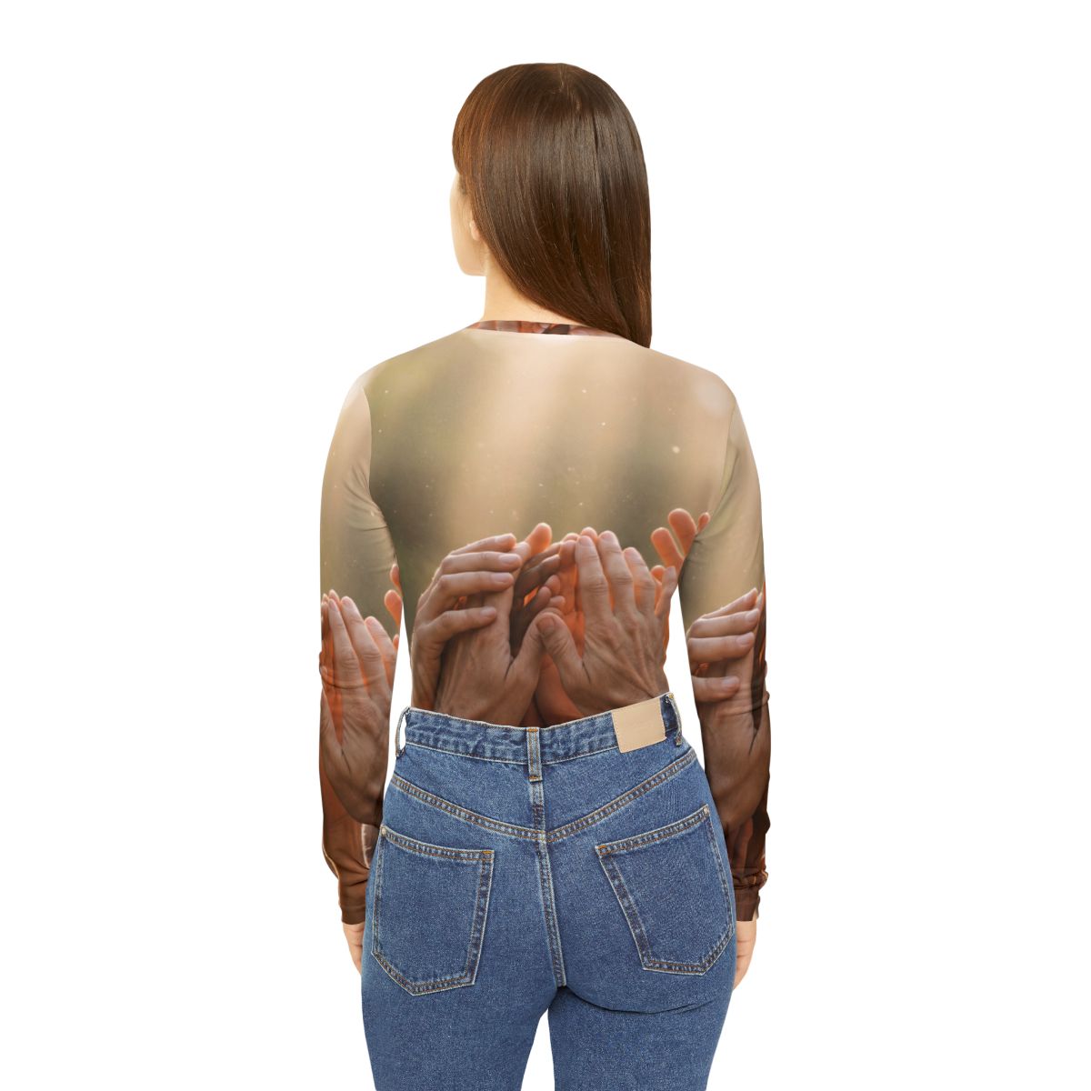 Women's Long Sleeve V-neck Shirt - Golden Rays of Unity Wall...