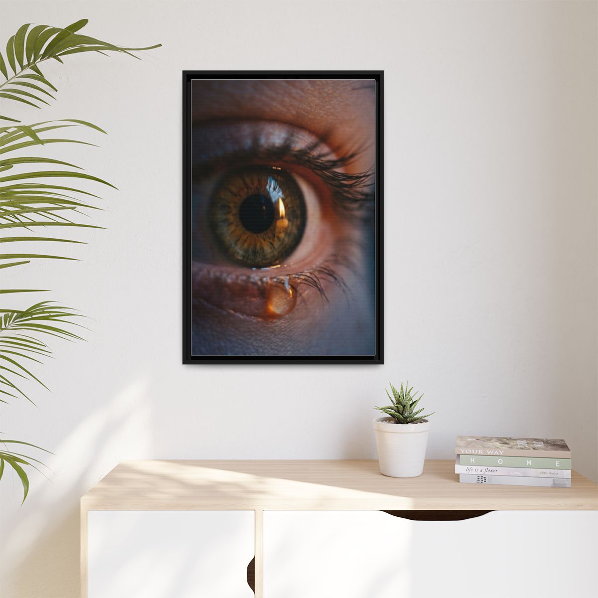 Matte Canvas, Framed - Amber Iris Reflection Fine Art Print...