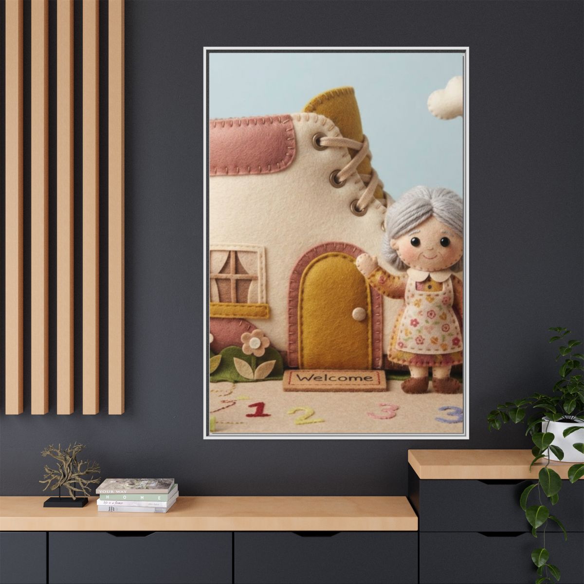 Matte Canvas - Framed Felted Shoe Cottage — White / 1.25"......