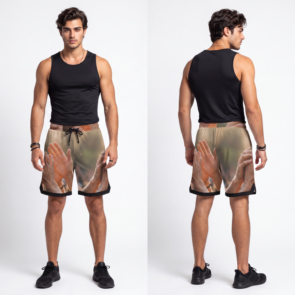Men's Basketball Rib Shorts - Golden Rays of Unity Wall Art...