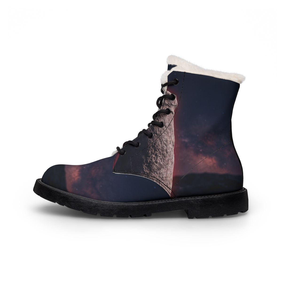 Men's Fur & Leather Boots with Cosmic Pillar