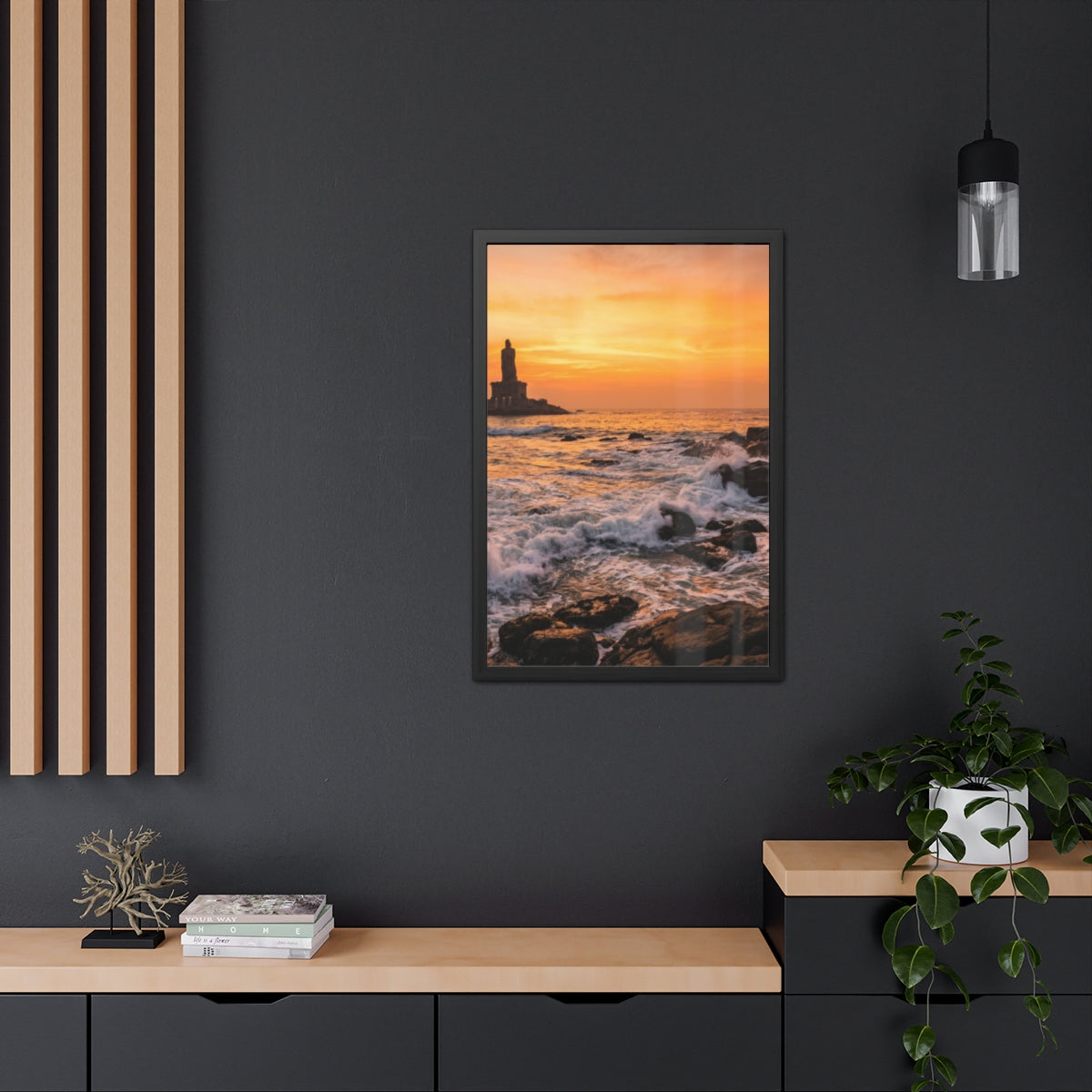 Framed Posters - Coastal Golden Glow — Portrait