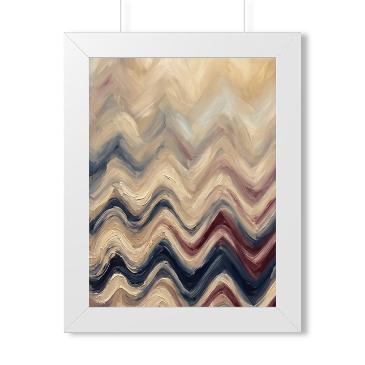 Framed Vertical Poster - Earth Chevron Wave — White (11×14...