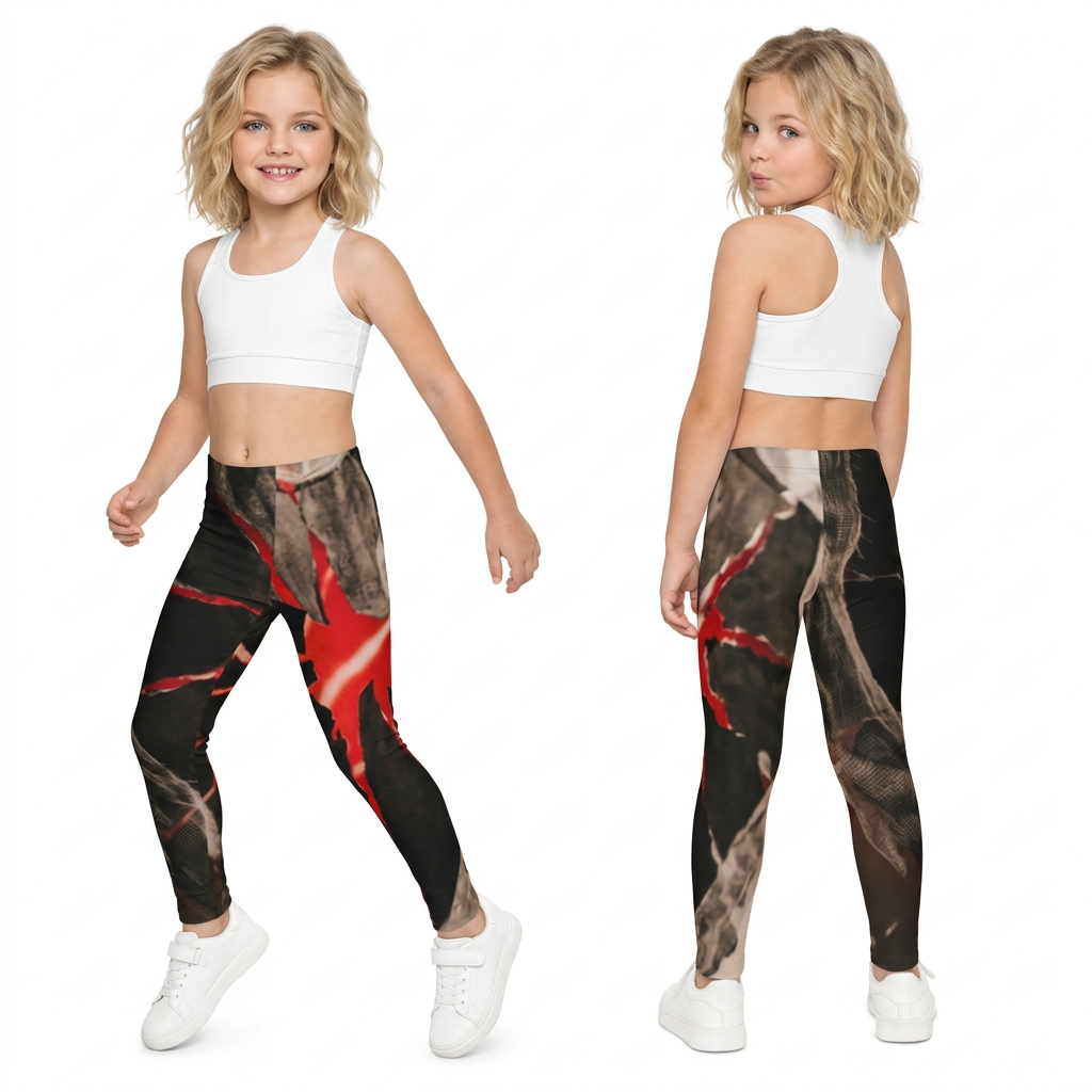 Kids Leggings with Gothic Heart Art