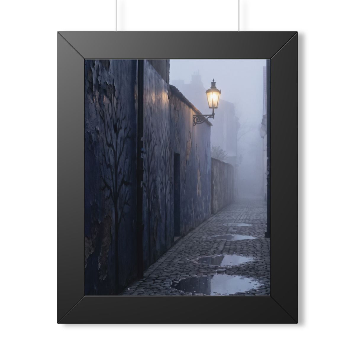 Framed Vertical Poster - Cobblestone in Mist — Black (11×14...