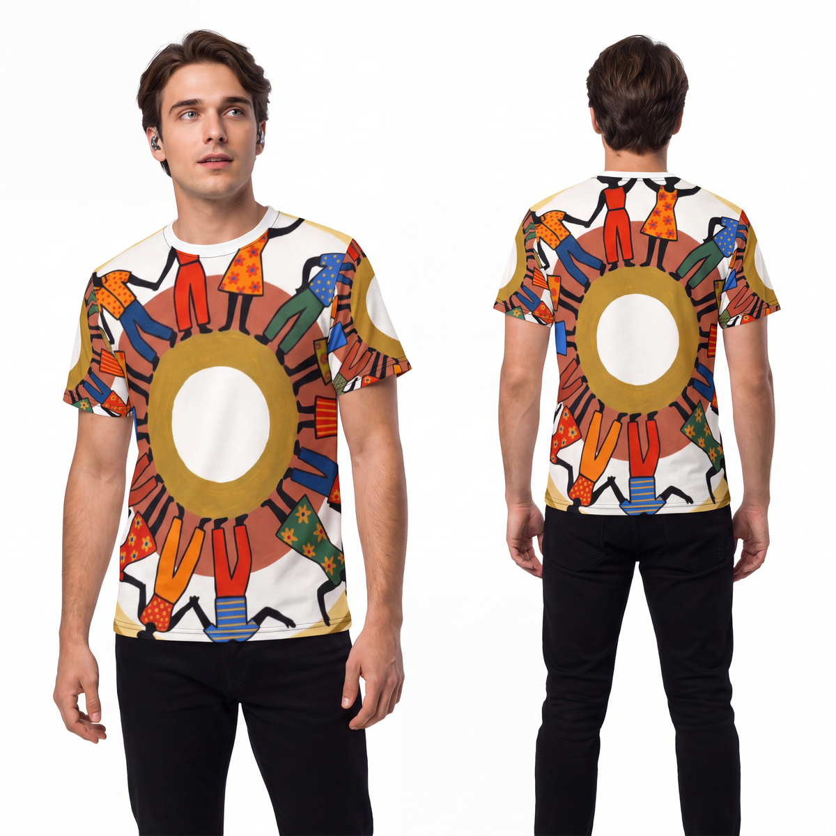 Men's Cut & Sew Tee - Unity Mandala Folk Art | Echovira...