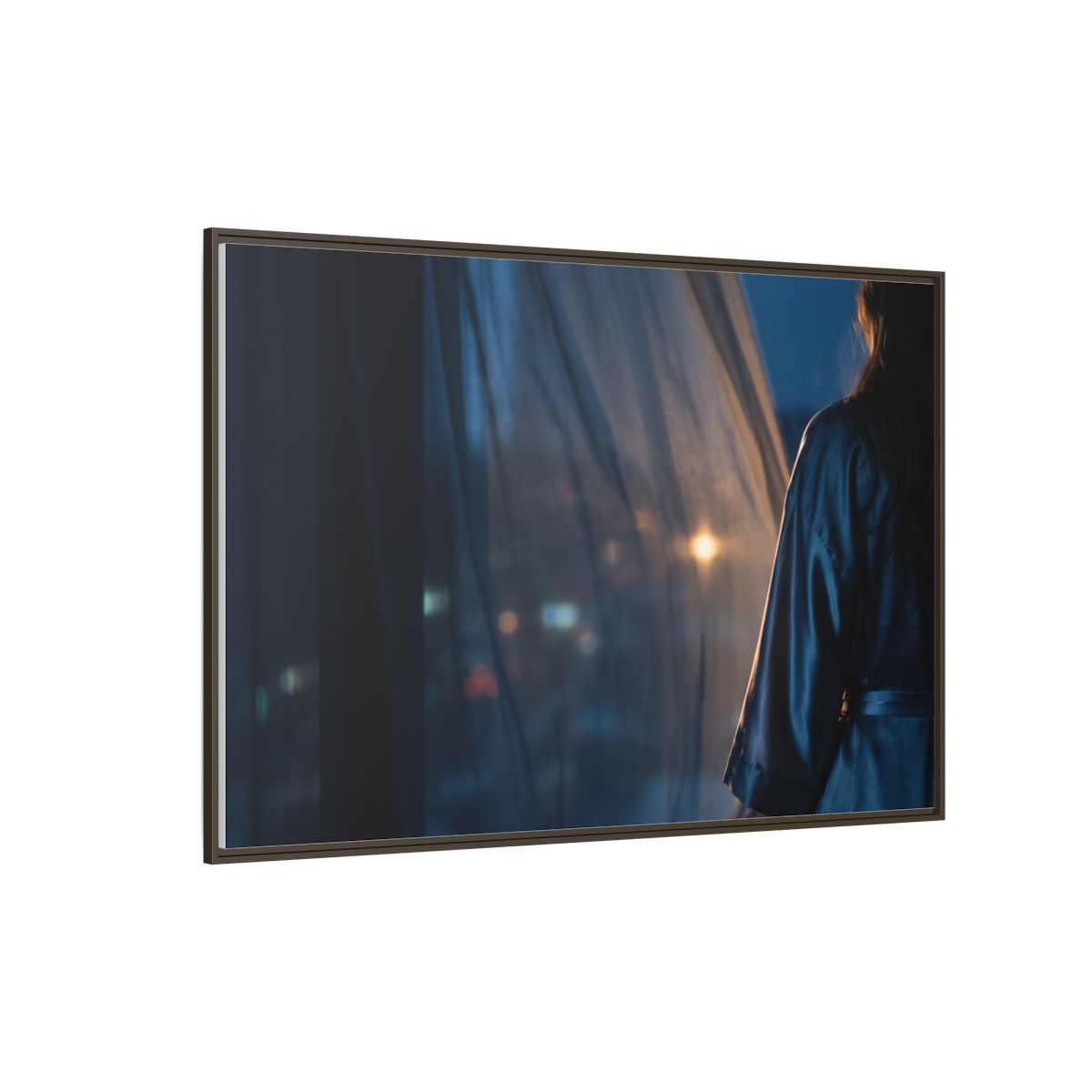 Matte Canvas, Framed - Nocturnal Solitude Silhouette — Espresso / 1.25" (10×8, 12×9, 14×11, 16×12, 20×10, 18×12, 20×16, 24×16, 24×18, 36×12, 24×20, 32×16, 30×20, 30×24, 32×24, 48×16, 36×24, 48×24, 40×30, 60×20, 48×32, 60×30 & 60×40)
