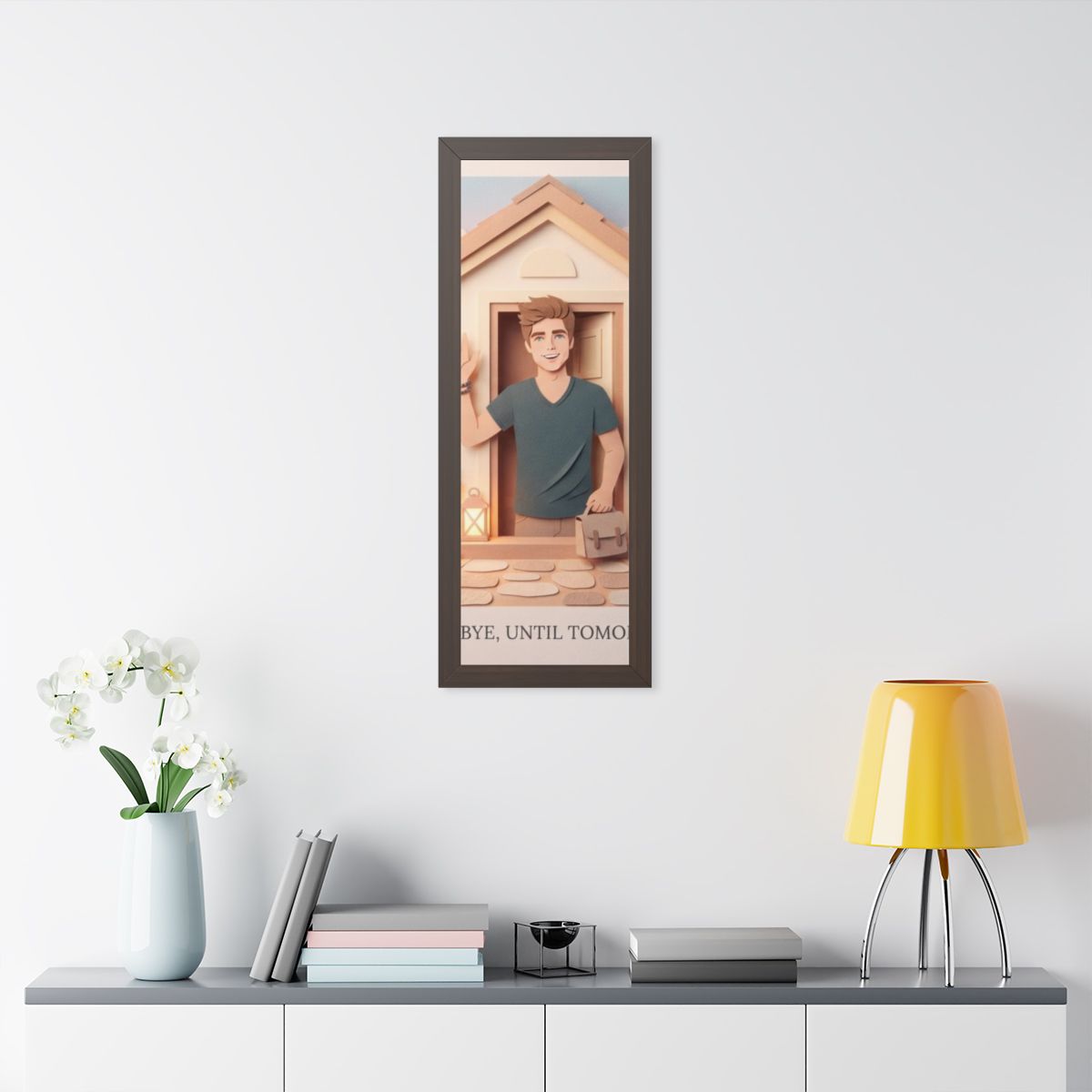 Framed Vertical Poster - Safe Journey Paper Cut Home Art —...