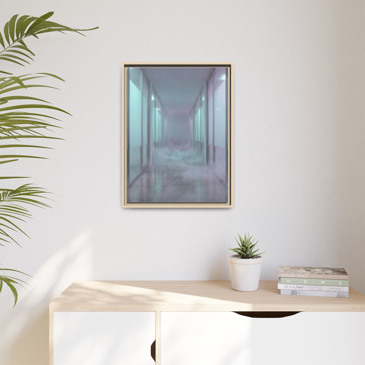 Matte Canvas, Framed - Liminal Corridor Fog Art Print —... |...