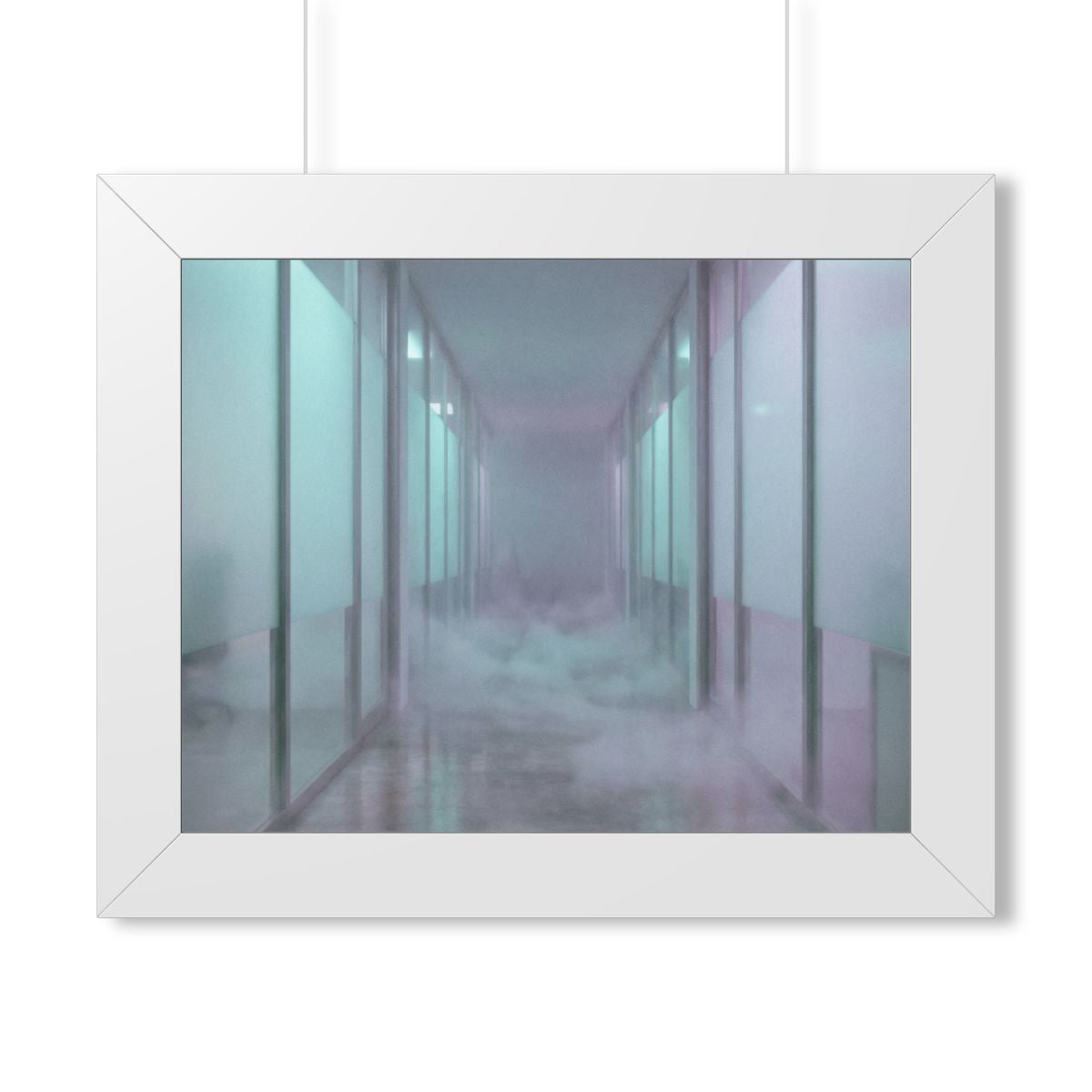 Framed Horizontal Poster - Liminal Corridor Fog Art Print —...