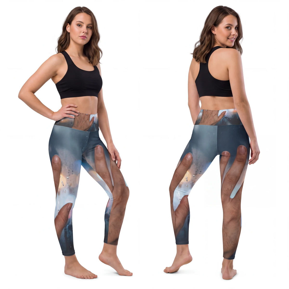 Women's Yoga Pants with Rainy City Artwork