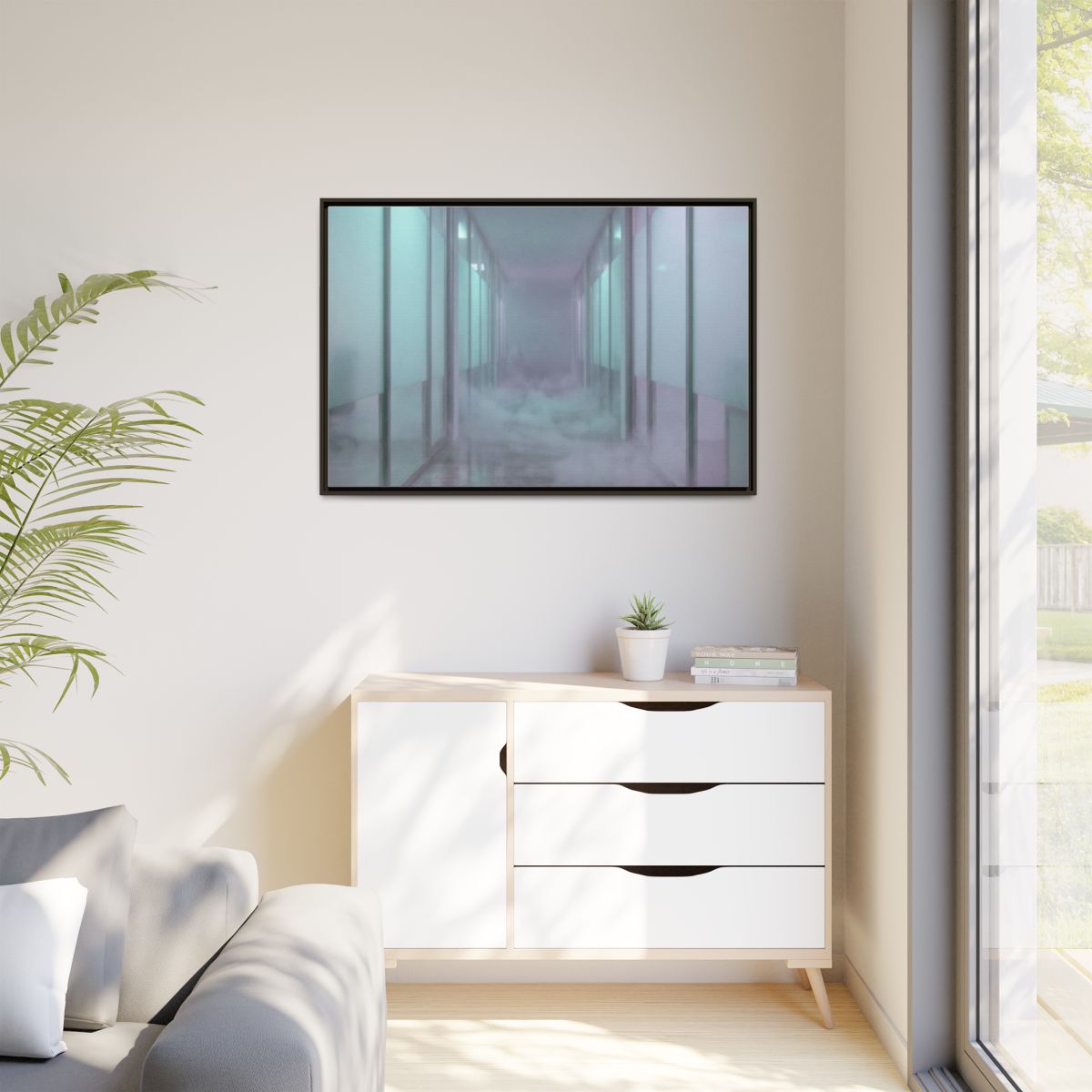 Matte Canvas, Framed - Liminal Corridor Fog Art Print —... |...