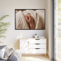Matte Canvas, Framed - Tender Newborn Hand in Soft Muslin......