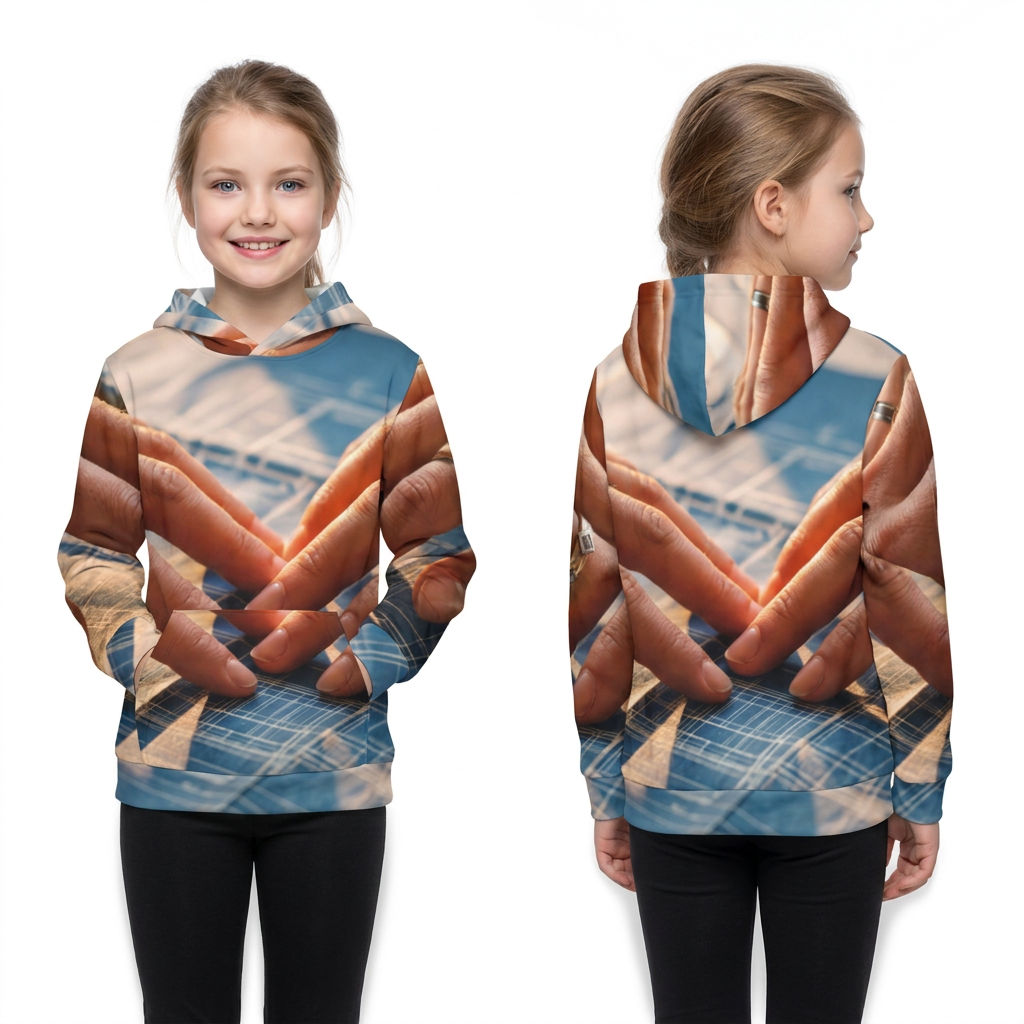 Children's Hoodie with Blueprint Art