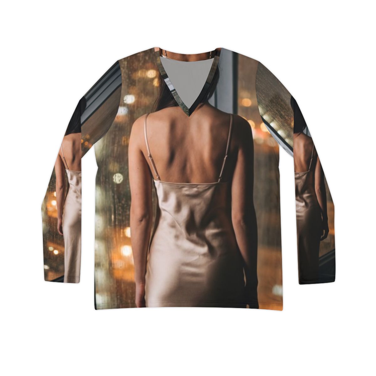 Women's V-neck - Shimmering Rainscape | Echovira Gallery