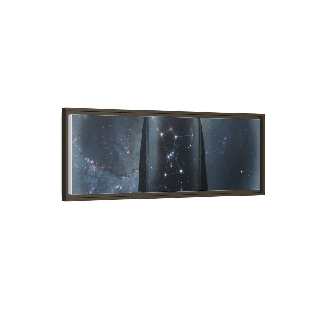 Framed Matte Canvas - Cosmic Sentinel — Espresso / 1.25" (10×8, 12×9, 14×11, 16×12, 20×10, 18×12, 20×16, 24×16, 24×18, 36×12, 24×20, 32×16, 30×20, 30×24, 32×24, 48×16, 36×24, 48×24, 40×30, 60×20, 48×32, 60×30 & 60×40)