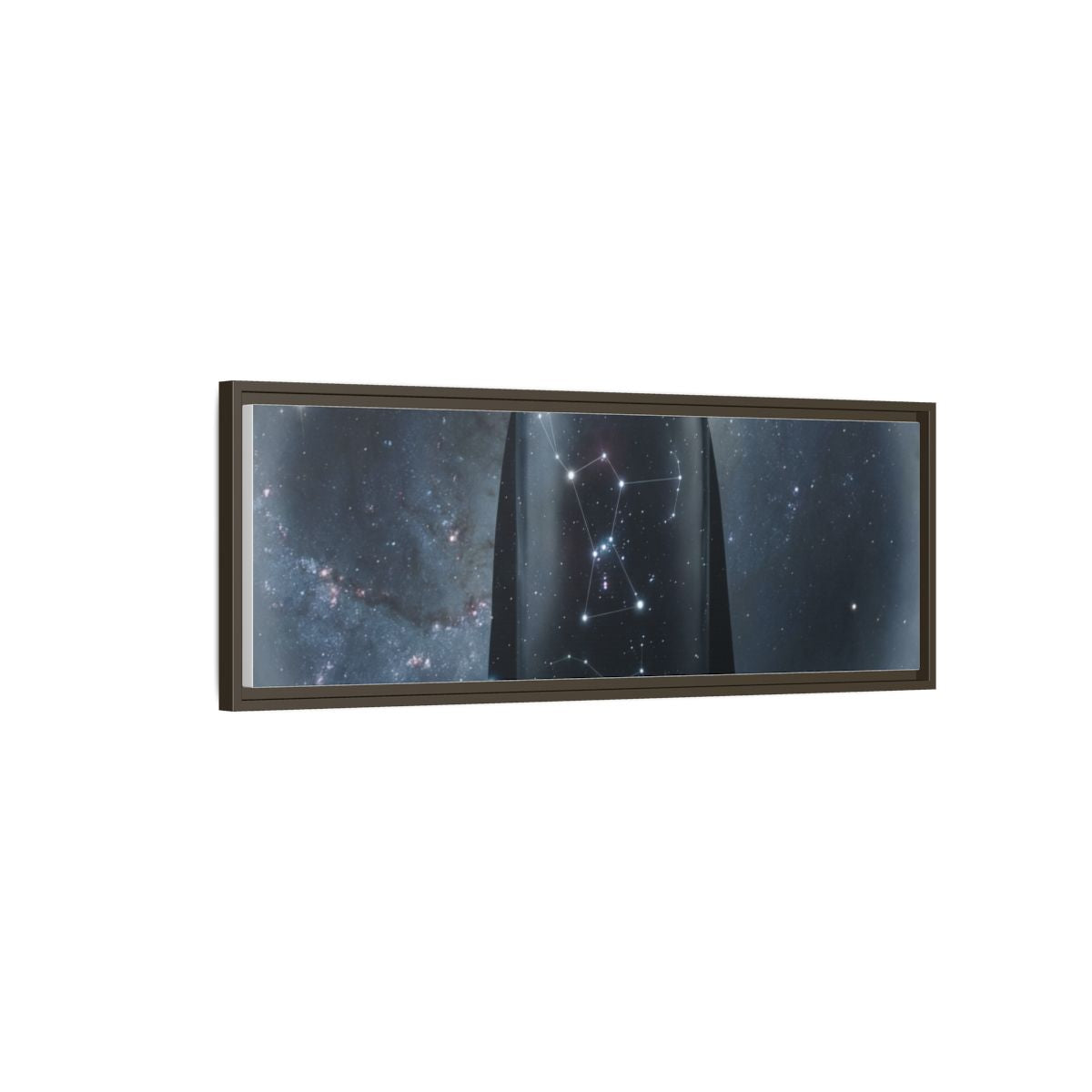Framed Matte Canvas - Cosmic Sentinel — Espresso / 1.25" (10×8, 12×9, 14×11, 16×12, 20×10, 18×12, 20×16, 24×16, 24×18, 36×12, 24×20, 32×16, 30×20, 30×24, 32×24, 48×16, 36×24, 48×24, 40×30, 60×20, 48×32, 60×30 & 60×40)