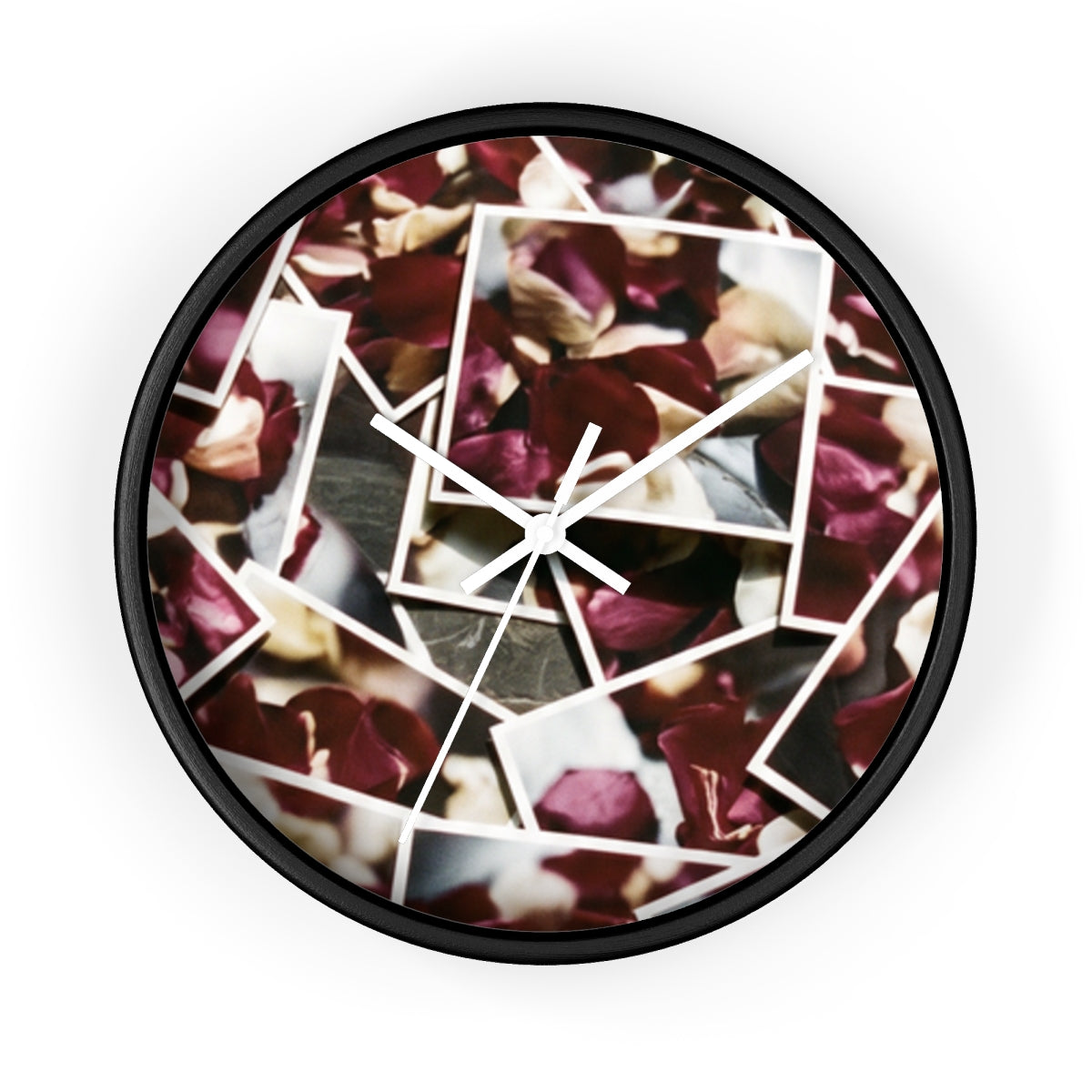 Wall Clock - Crimson Echoes Rose Petal Mosaic | Echovira...