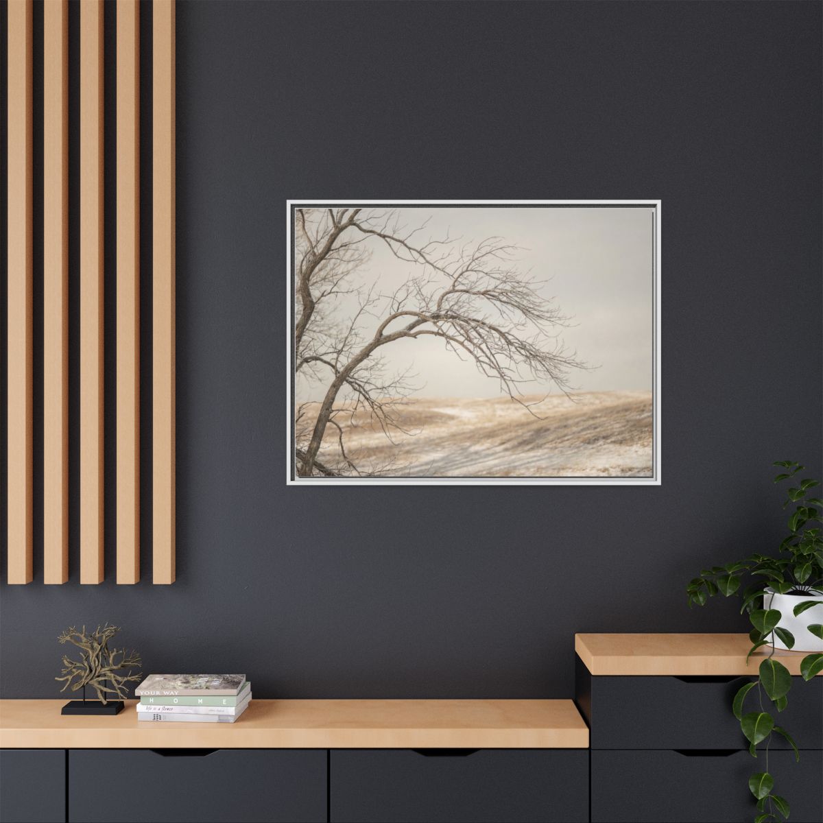 Matte Canvas, Framed - Winter Branch Solitude Landscape —......