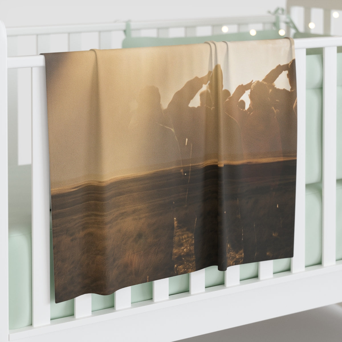 Baby Swaddle Blanket with Golden Landscape Art