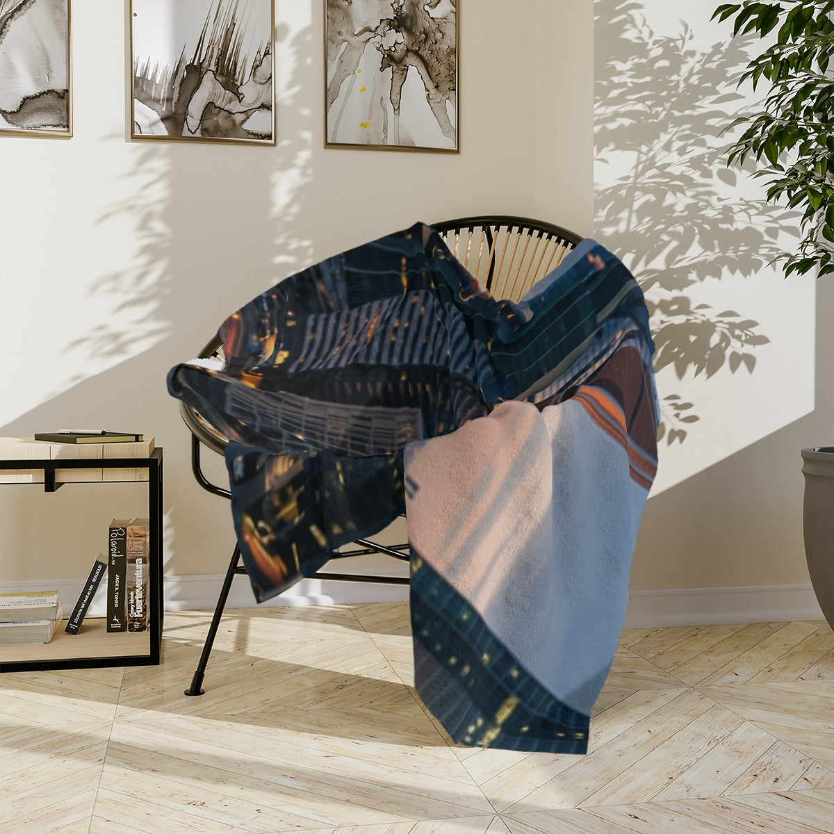Velveteen Microfiber Blanket - Urban Pulse Cyberpunk City......