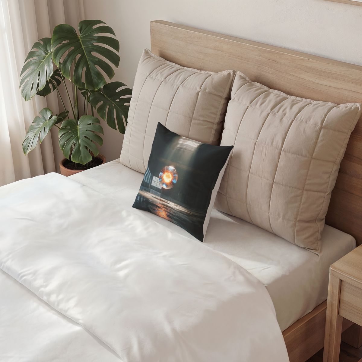 Poly Velvet Pillow - Sci-Fi Glowing Core | Echovira Gallery