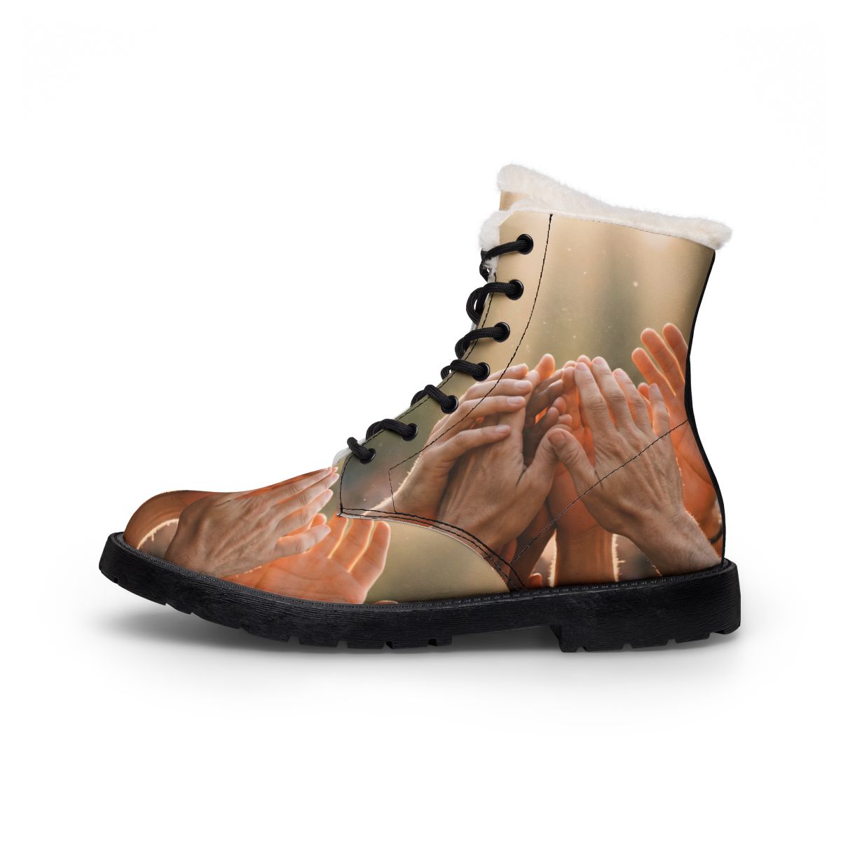 Men's Fur and Leather Boots - Golden Rays of Unity Wall Art...