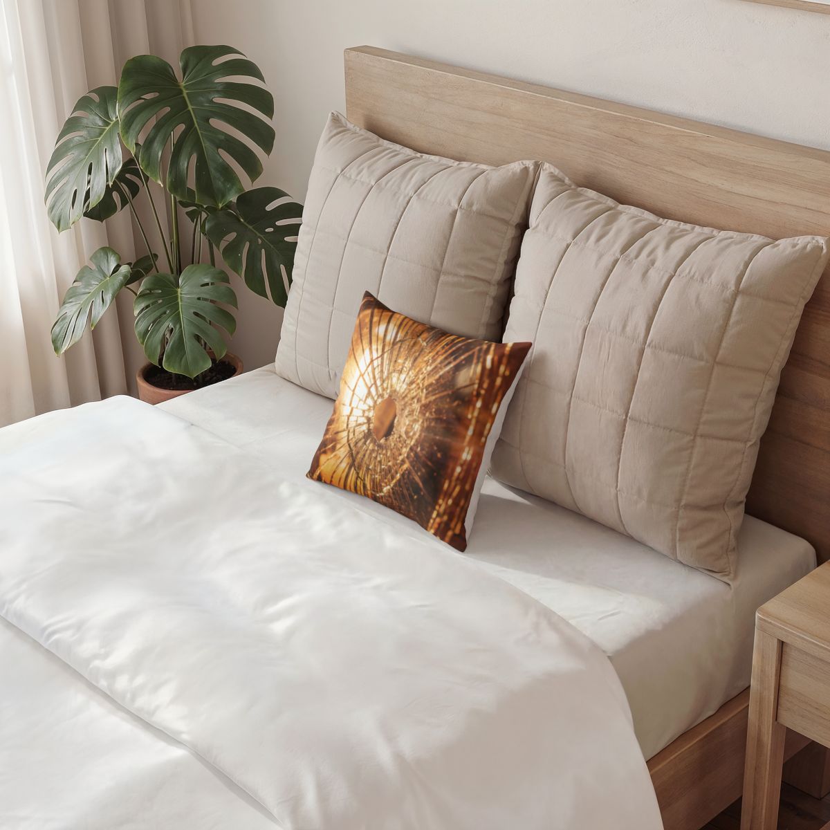 Poly Velvet Pillow - Golden Fractures Cinematic Art - Moody...