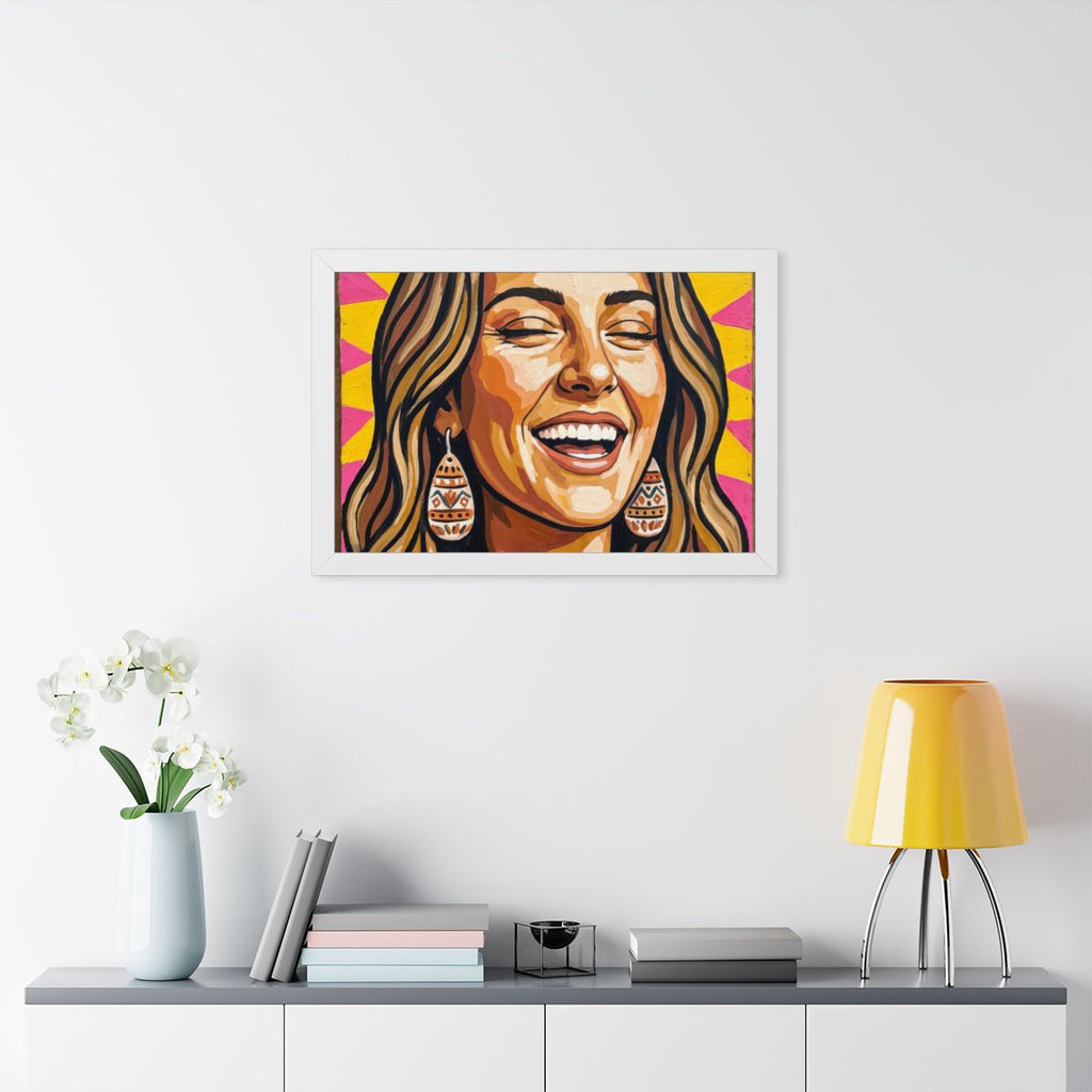 Framed Horizontal Poster - Radiant Joy Boho Pop Art Portrait...