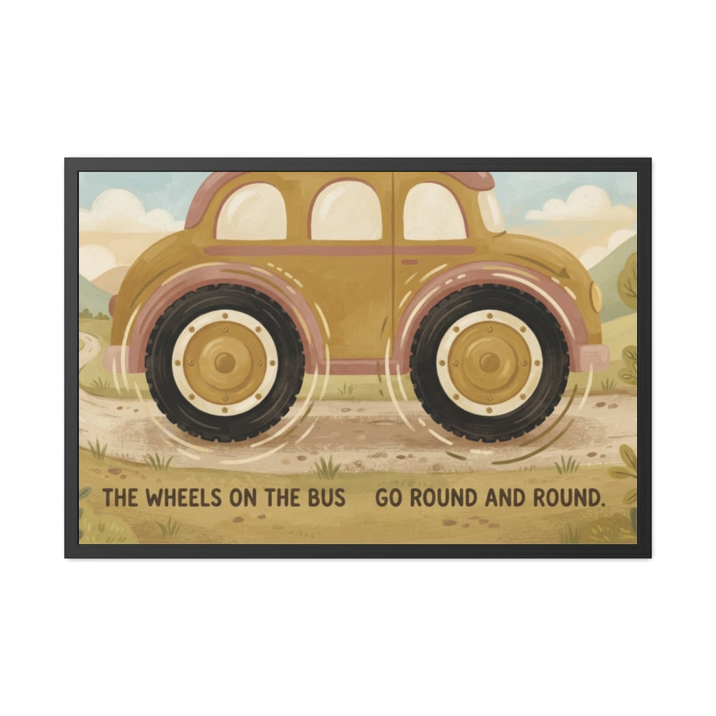 Framed Poster - Vintage Wheels on the Bus — Landscape (10×8...