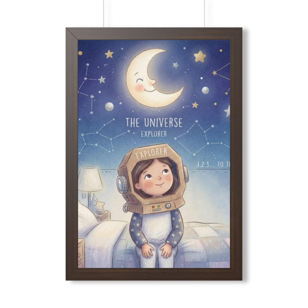 Framed Vertical Poster - Universe Explorer Art — Walnut... |...
