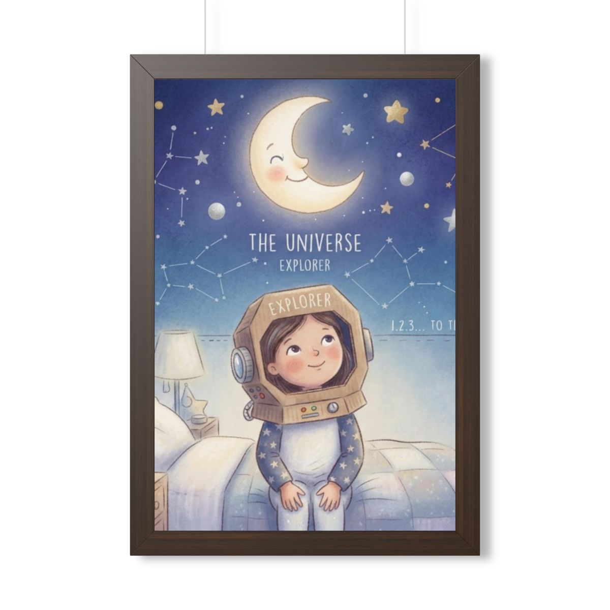 Framed Vertical Poster - Universe Explorer Art — Walnut... |...