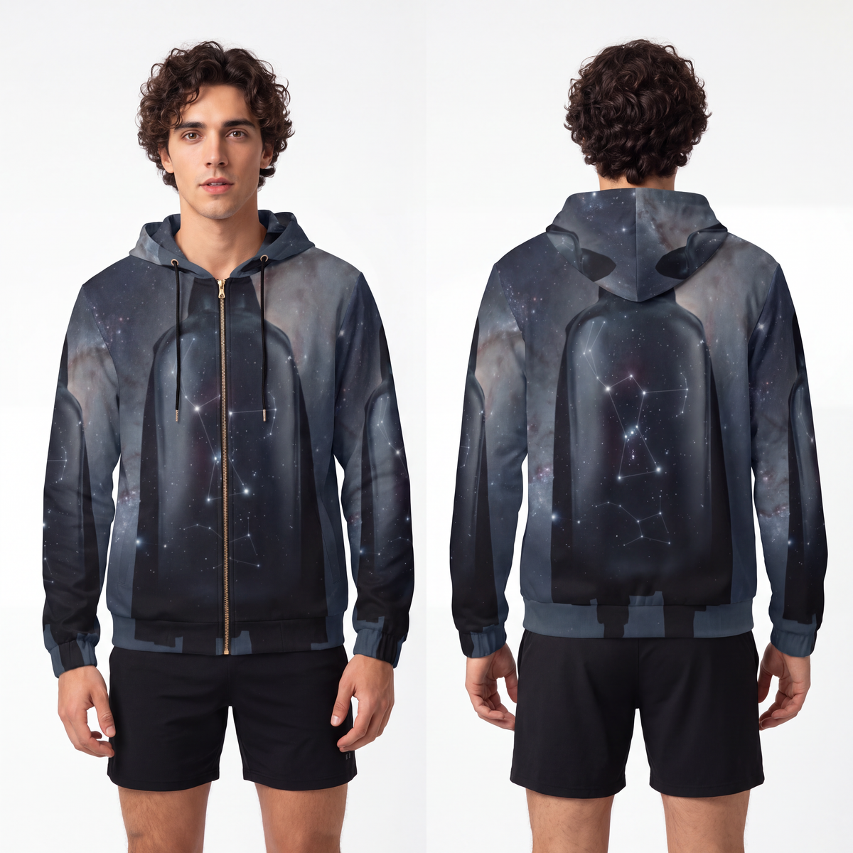 Men's Full-Zip Hoodie - Cosmic Sentinel Orion Constellation...