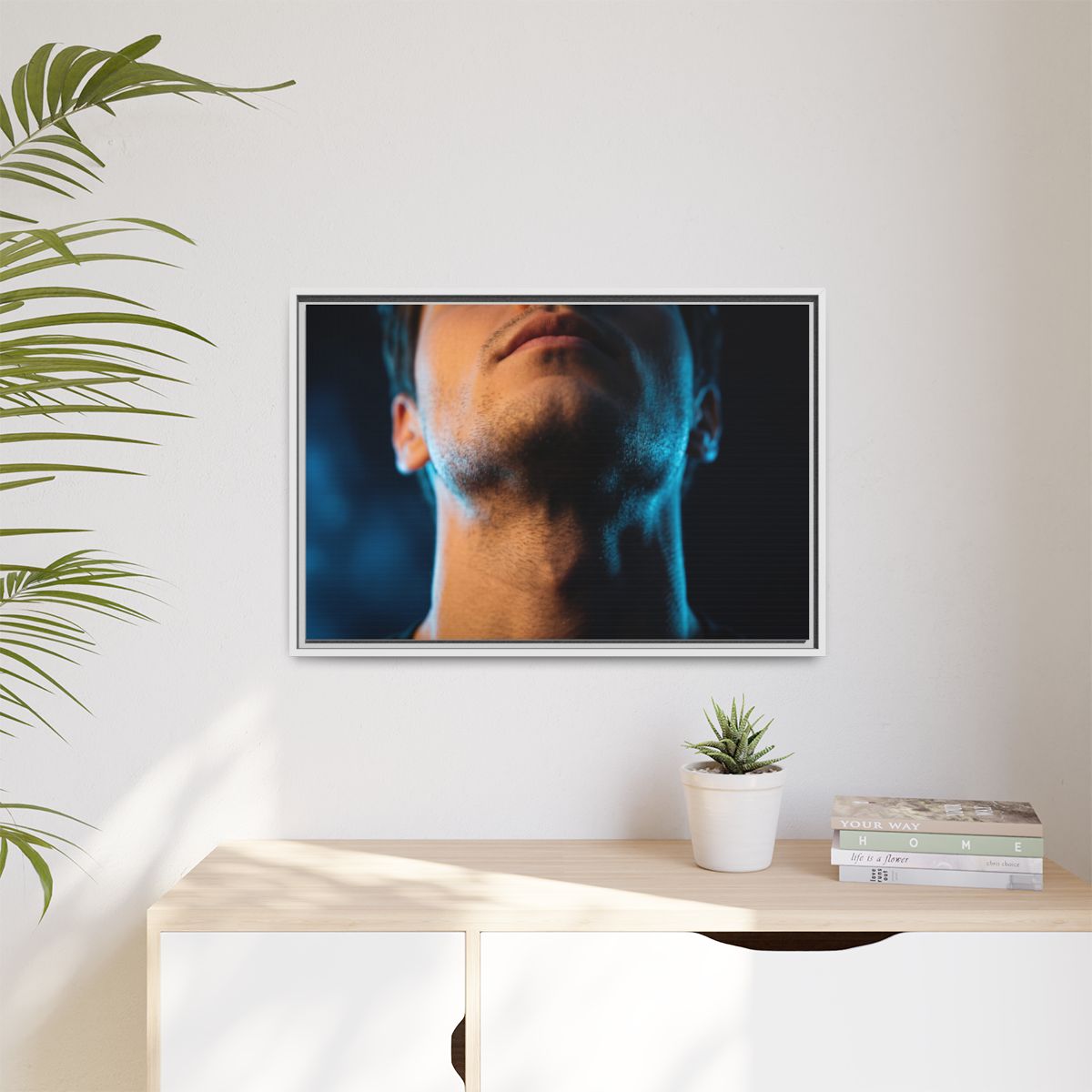 Matte Canvas, Framed - Neon Shadows Cinematic Portrait Art...