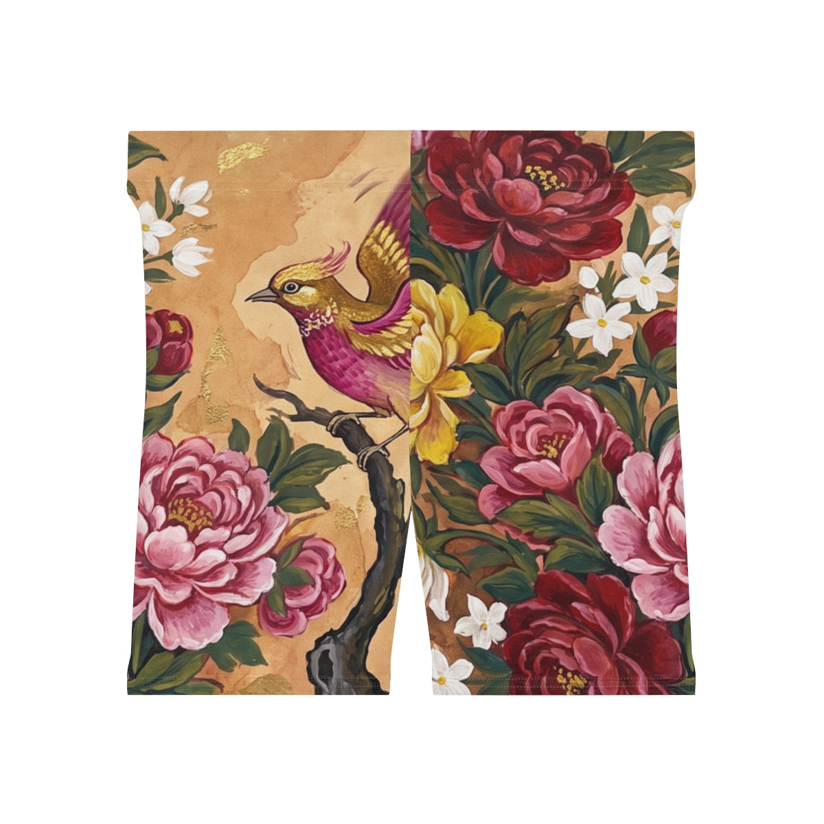 Women's Biker Shorts with Phoenix & Peonies