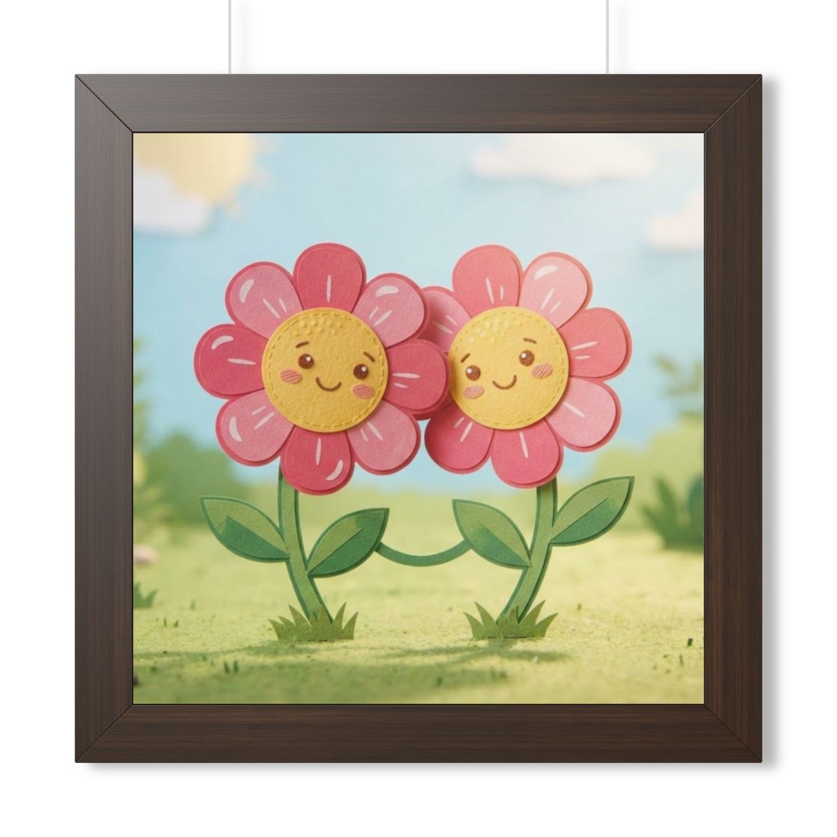 Framed Vertical Poster - Blooming Friends Papercraft Floral...