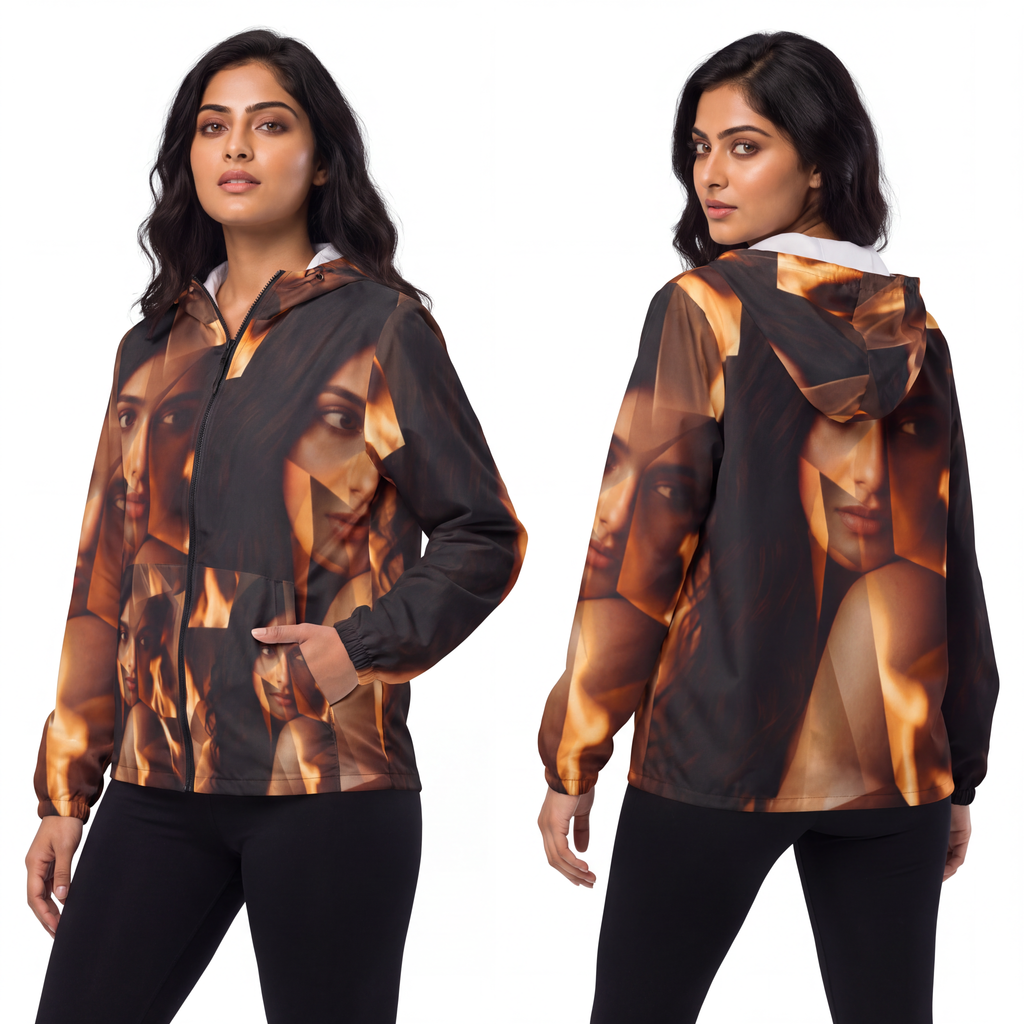 Unisex Windbreaker Jacket - Ember Storm | Echovira Gallery