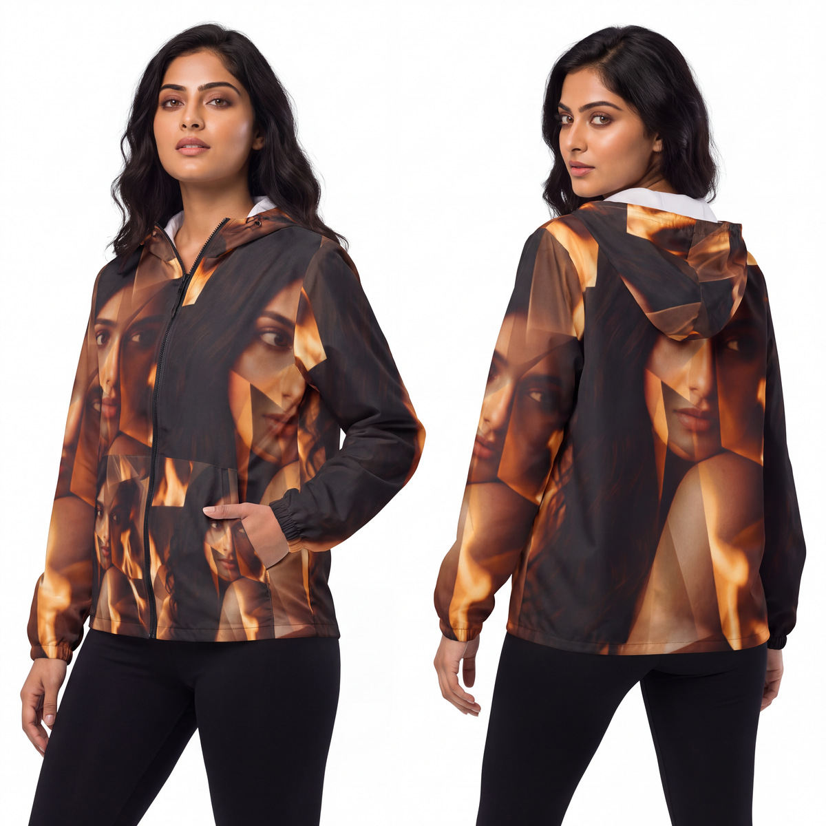 Unisex Windbreaker Jacket - Ember Storm | Echovira Gallery