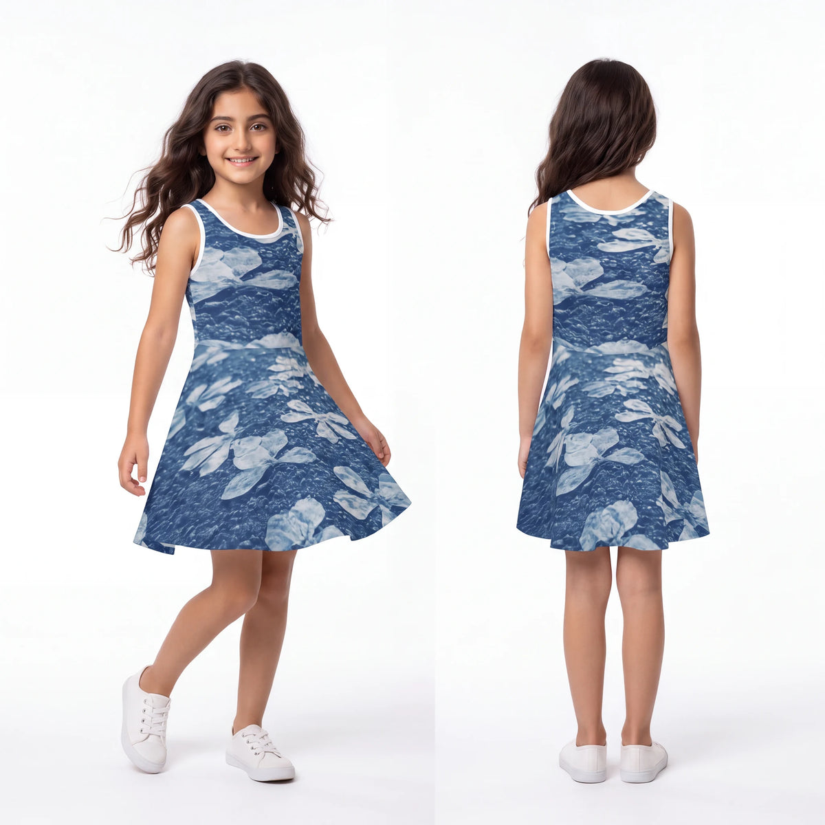 Girls' Cyanotype Floral Pathway Sundress