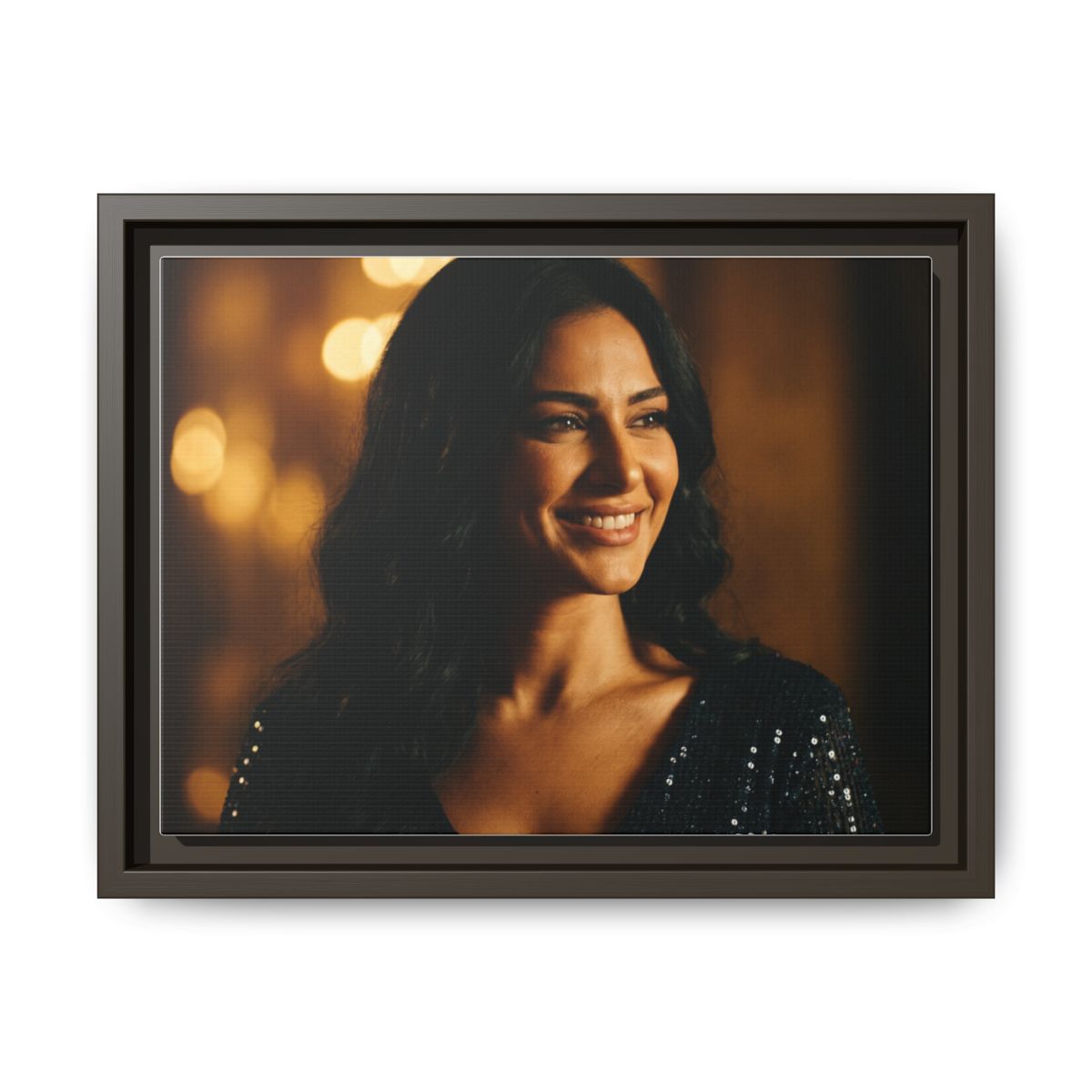 Framed Canvas Art - Golden Glamour — Espresso / 1.25"
