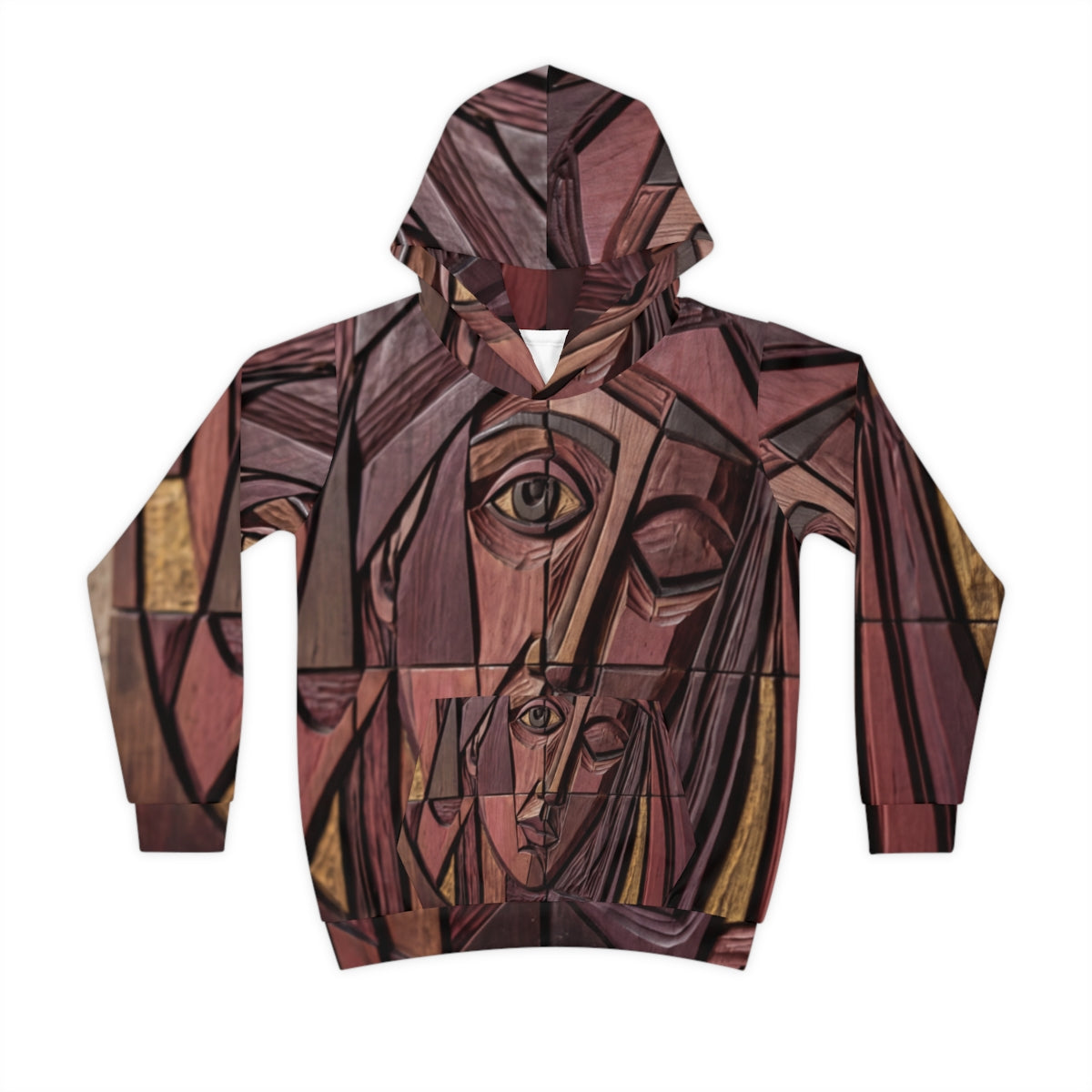 Kids Cubist Wooden Relief Portrait Hoodie