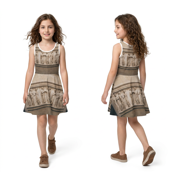Girls' Sleeveless Sundress - Classical Stone Frieze