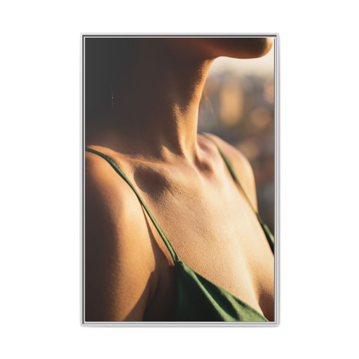 Golden Hour Matte Canvas - Framed Sunset Wall Art — White /...