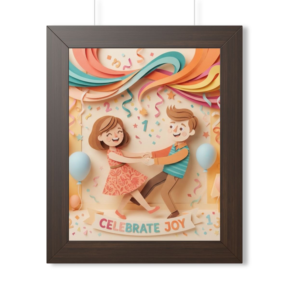 Framed Vertical Poster - Celebrate Joy Papercut Art... |...
