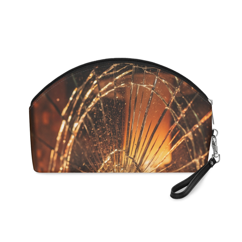 Makeup Bag - Golden Shattered Glass - Moody Amber Light Art...