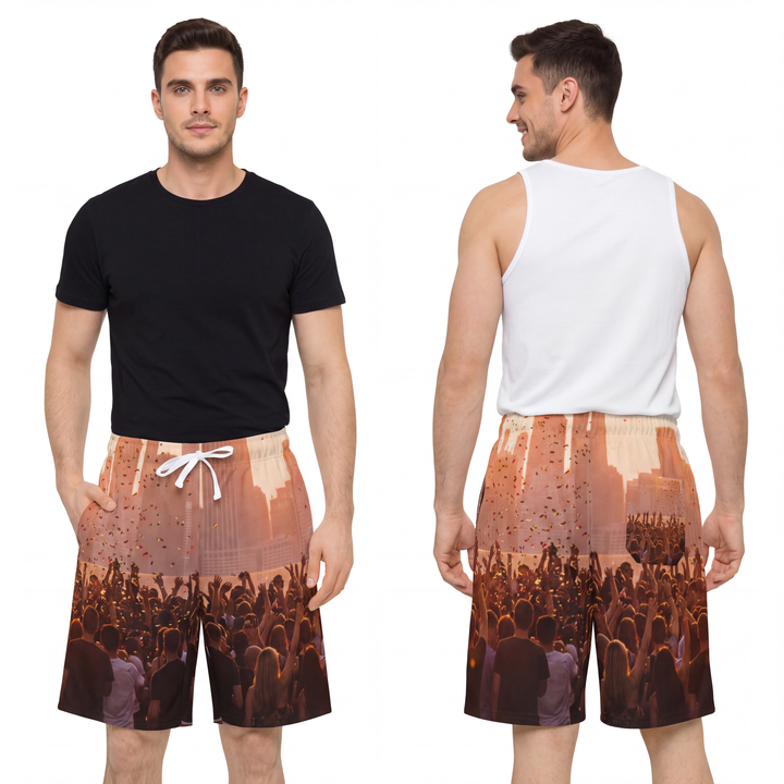 Men's Athletic Long Shorts - City Lights
