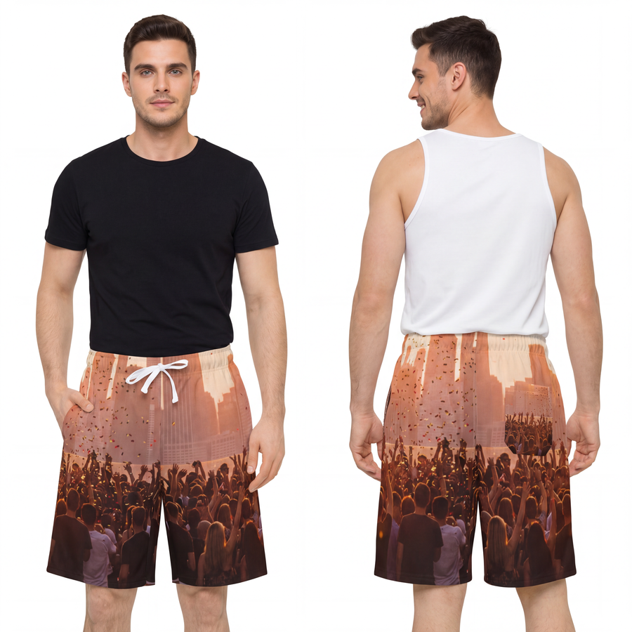 Men's Athletic Long Shorts - City Lights